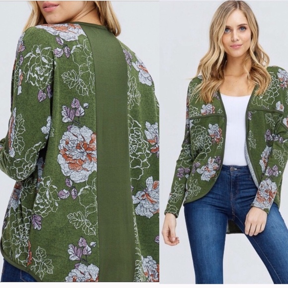 Papermoon Sweaters - Papermoon Green Floral Cardigan